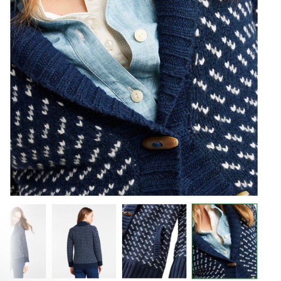 LLBean Ragg Wool Cardigan Sweater size Medium EUC - Picture 2 of 6